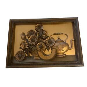 Vintage Brass Copper Coppercraft Guild Etched Art Decor Wall Hanging Kitchen